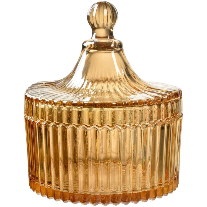 Clayre & Eef 6GL4724 Вазочка для хранения Желтая Ø10x12 см с крышкой