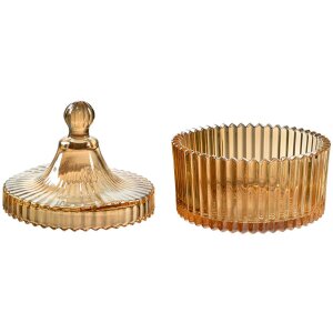 Clayre & Eef 6GL4724 Вазочка для хранения Желтая Ø10x12 см с крышкой