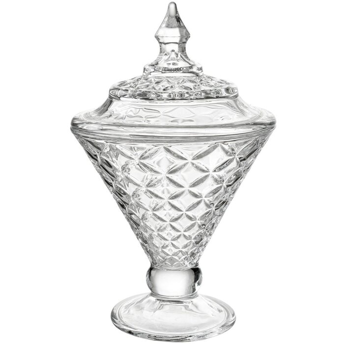Clayre & Eef Бонбоньерка стеклянная Ø12x19 см с крышкой Прозрачная
