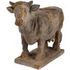Clayre & Eef 6MG0110 Горшок для цветов в форме коровы Серо-бежевый 36x15x28 см Античный вид