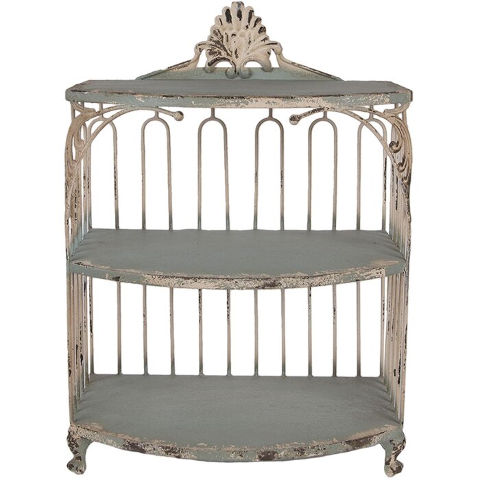 Clayre & Eef 6Y5719 Настенная этажерка из железа, зелено-бежевая, 38x23x55 см, винтаж