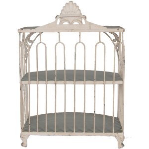 Clayre & Eef 6Y5719 Настенная этажерка из железа, зелено-бежевая, 38x23x55 см, винтаж