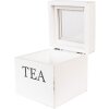 Clayre & Eef 6H2397 Чайница Белая 12x12x12 см в стиле Кантри Дерево Стеклянное окно