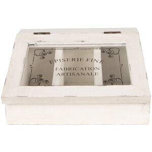 Clayre & Eef 6H2398 Чайница Антик Белый 18x16x9 см с...