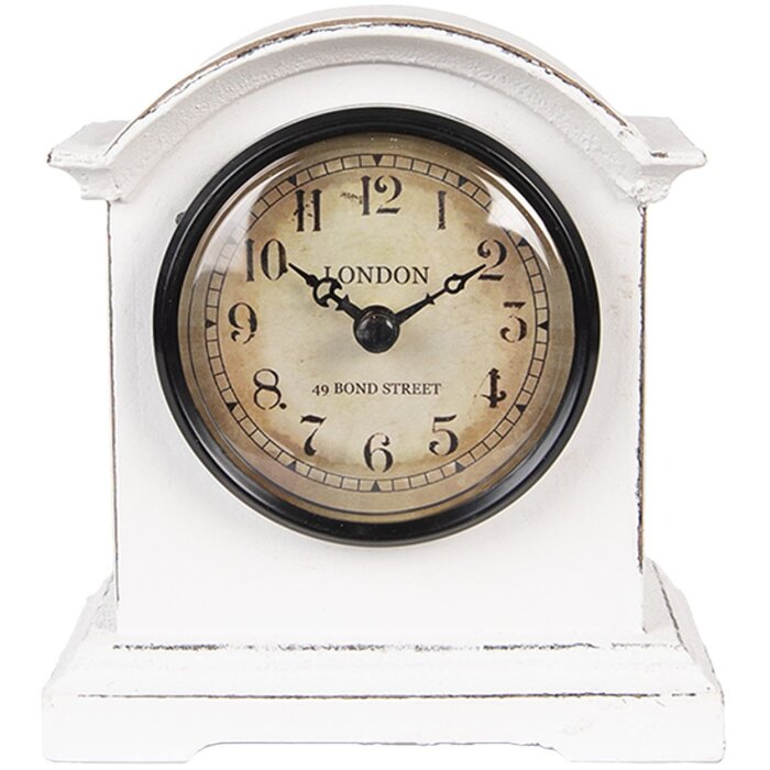 Настільний годинник Clayre & Eef 6KL0831 білий коричневий 13x7x14 см скло дерево кантрі стиль