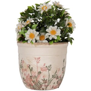 Clayre & Eef 6CE1974S Декоративный цветочный горшок бежево-розово-зеленый Ø 13x11 см