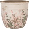 Clayre & Eef 6CE1974S Декоративный цветочный горшок бежево-розово-зеленый Ø 13x11 см