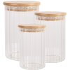Clayre & Eef 6GL4719S Банка для хранения с крышкой прозрачная Ø 7x10 см стекло дерево