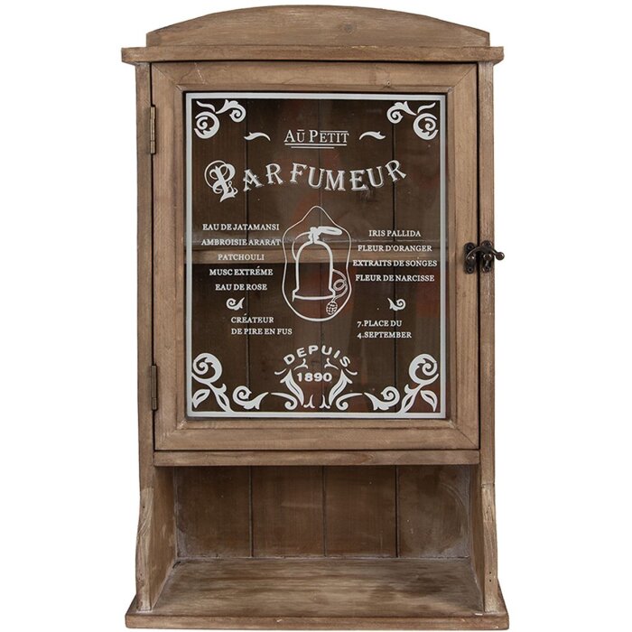 Clayre & Eef 50812 Шкаф настенный Коричневый 32x15x54 см Винтажное стекло