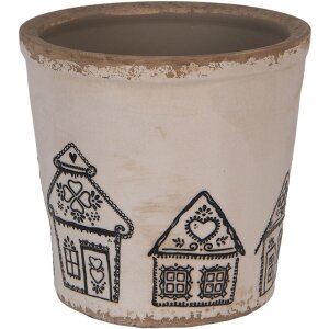 Clayre & Eef 6CE2123L Декоративный цветочный горшок бежево-черный Ø 17x16 см