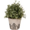 Clayre & Eef 6CE2123S Цветочный горшок керамический в стиле кантри бежево-черный Ø 12x11 см