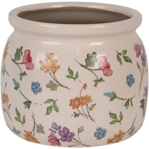 Ваза для цветов Clayre & Eef Floral Бежевая Ø16x13 см в кантри стиле