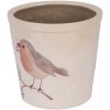 Цветочный горшок Clayre & Eef с птицей, бежево-коричневый, Ø17x16см, в деревенском стиле