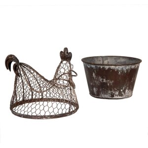 Clayre & Eef Декоративная курица из металла в стиле кантри 39x39x25 см