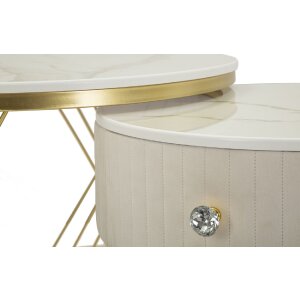 Mauro Ferretti Кофейные столики Votix 2 шт. кремовый золотой 70x48-50x43,5 см
