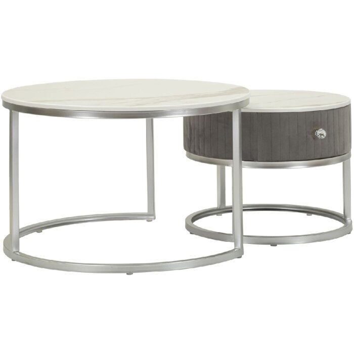 Mauro Ferretti Кофейні столи Greys 2 шт 70x45 – 50x40 см сірі срібні
