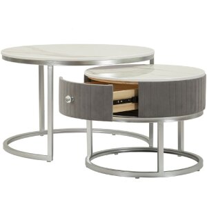 Mauro Ferretti Кофейні столи Greys 2 шт 70x45 – 50x40 см сірі срібні