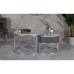 Mauro Ferretti Кофейні столи Greys 2 шт 70x45 – 50x40 см сірі срібні