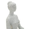 Доннина Йога Серебристая, фигурка декоративная из полирезина 20,5х15,5х23 см