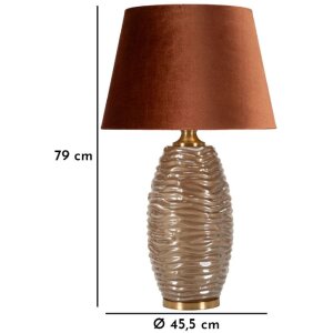 Prague Настільна лампа скло залізо тканина коричнево-золота Ø45.5x79cm E27 40W