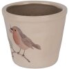 Clayre & Eef Кашпо з червоногрудим птахом, кераміка, бежевий, Ø21x20 см