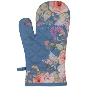 Clayre & Eef Кухонная рукавица синяя с цветами 18x30 см