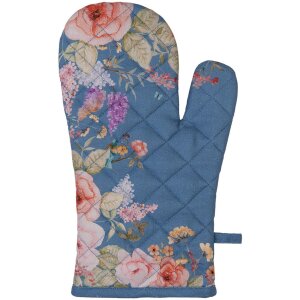 Clayre & Eef Кухонная рукавица синяя с цветами 18x30 см