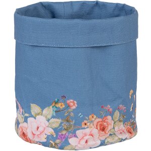 Clayre & Eef Корзинка для хлеба синяя 15x16 см с цветами