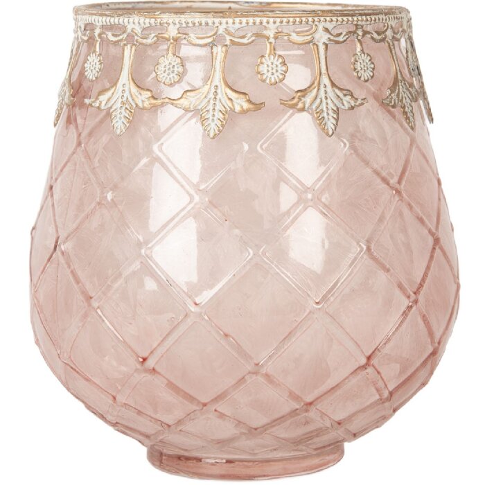 Clayre & Eef 6GL5221 Свічник рожево-золотий Ø 13 x 14 см