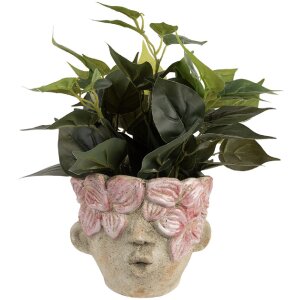 Clayre & Eef 6TE0583 Квітковий горщик Ø 18x15 см Бежево-рожевий