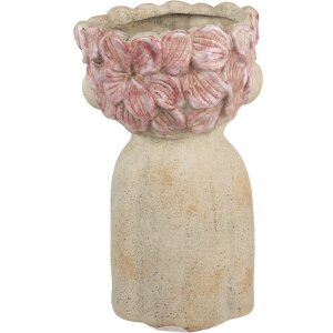 Clayre & Eef Цветочный горшок 20x19x31 см Бежево-розовый