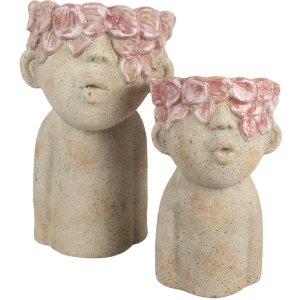 Clayre & Eef Цветочный горшок 16x15x25 см бежево-красный