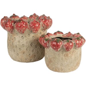 Clayre & Eef 6TE0588L Квітковий горщик Ø 19x16 см Бежево-червоний