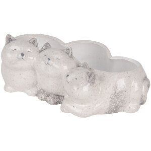 Clayre & Eef Кашпо Кошка Серое 27x16x10 см