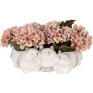 Квітковий горщик Clayre & Eef Кіт Сірий 27x16x10 см