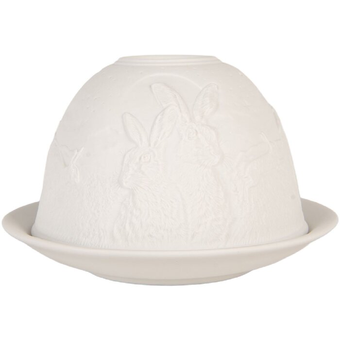Clayre & Eef 6CE2210 Подсвечник фарфоровый белый Ø 12x8 см