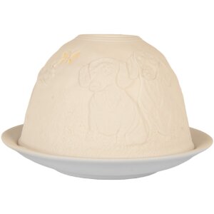Clayre & Eef 6CE2211 Свічник для чайних свічок Ø 12x8 см Білий
