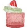 Clayre & Eef 6GL5343 Скляна банка з кришкою Червоно-зелена 9x12 см