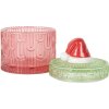 Clayre & Eef 6GL5343 Скляна банка з кришкою Червоно-зелена 9x12 см