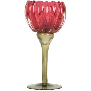 Подсвечник Clayre & Eef 6GL5349 Ø 8x18 см розовый и зеленый