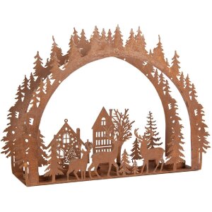 Clayre & Eef 6Y5939 Свічник Різдвяна сцена 32x9x23 см коричневий
