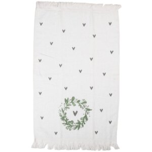 Clayre & Eef CTLNL Гостинний рушник 40x66 см білий/зелений