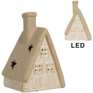 Clayre & Eef Декор Дом с LED 15x10x21 см Бежевый