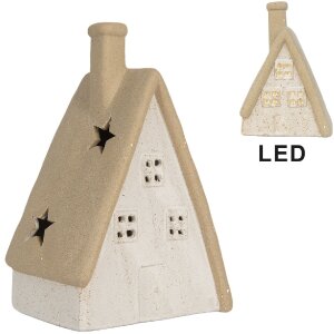 Clayre & Eef Декоративный дом с LED 9x7x13 см Бежевый