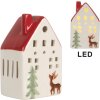 Clayre & Eef Декоративный домик с LED 6x5x10 см Бело-красный