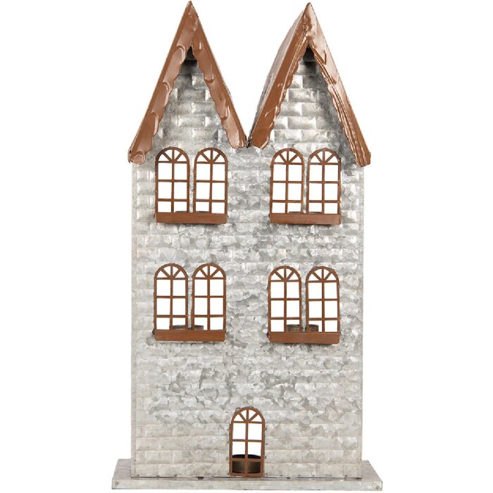Свічник Будинки Clayre & Eef 30x13x54 см Сірий