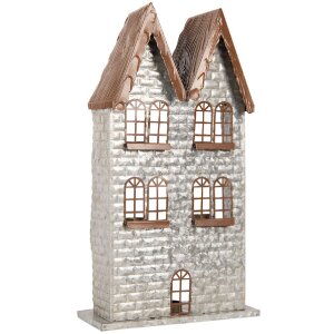 Свічник Будинки Clayre & Eef 30x13x54 см Сірий