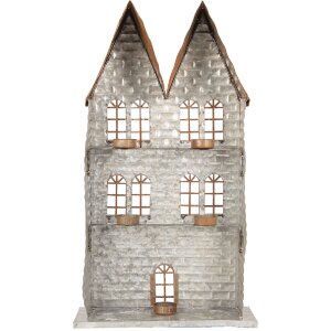 Свічник Будинки Clayre & Eef 30x13x54 см Сірий