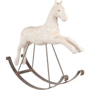 Clayre & Eef Декоративний гойдалка-коник 61x15x51 см Білий