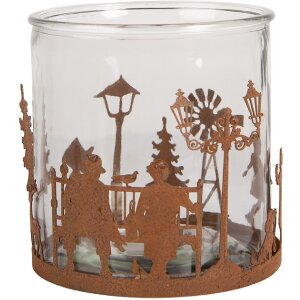 Свічник Clayre & Eef 6Y5938 Зимова сцена, 15х15 см